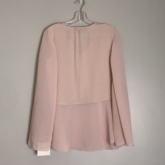 Ellen Tracy long sleeve chic layer top soft petal pink feminine women medium new - Picture 5 of 6